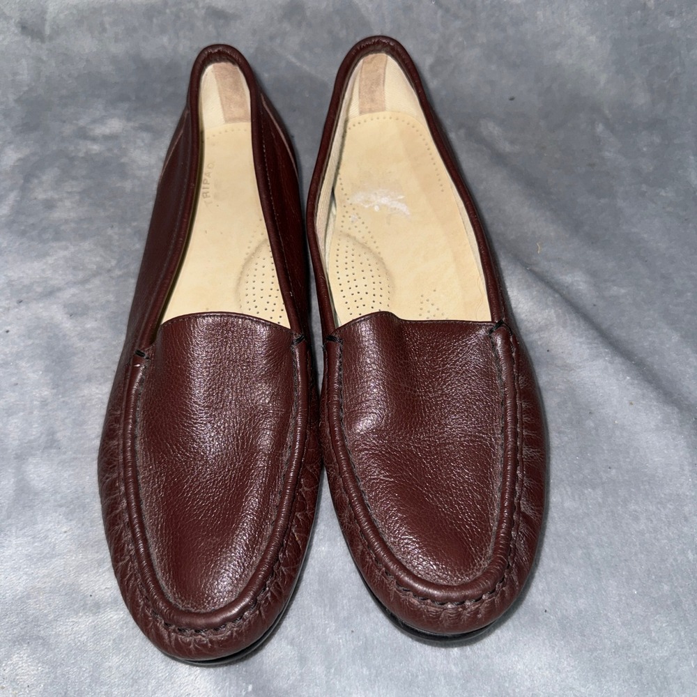 SAS Womens Tripad Comfort Loafers 11 W Burgundy Leather Slip On Shoes